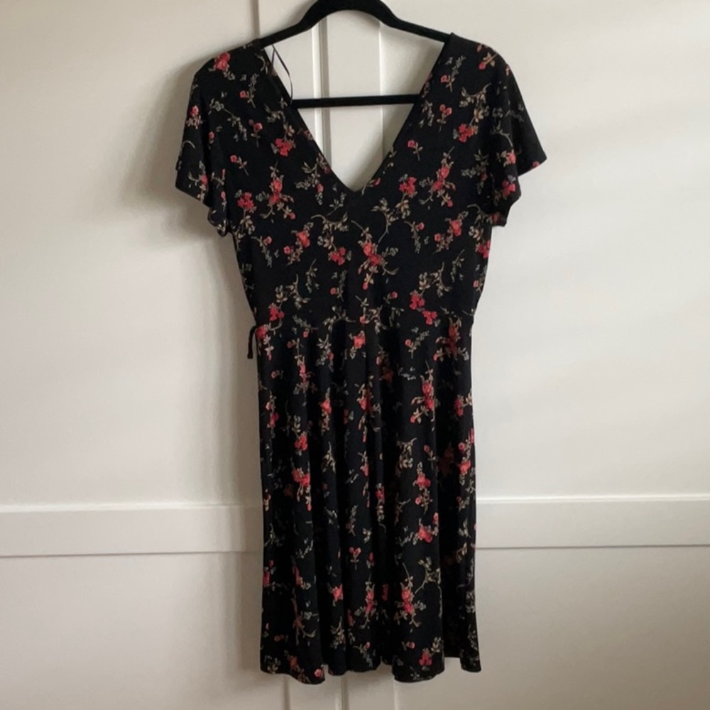 Floral Wrap Black Dress - Picture 3 of 6